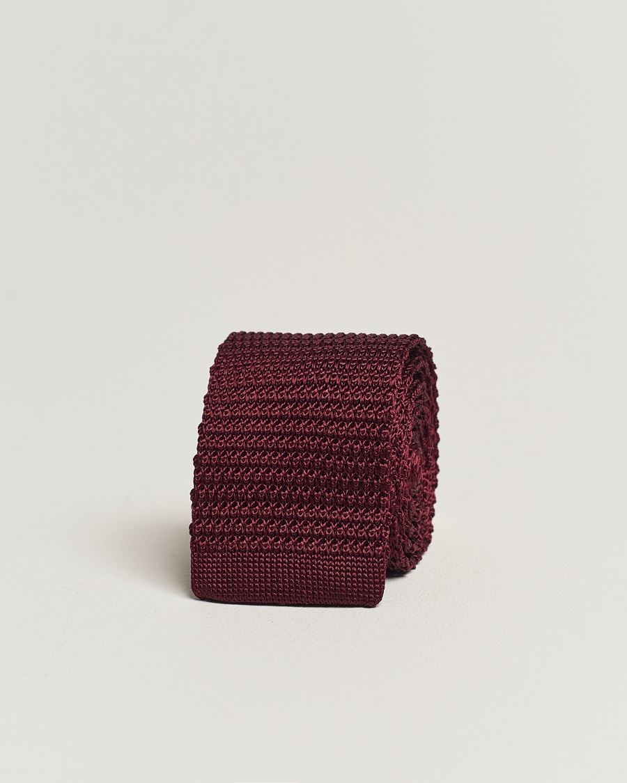 Amanda Christensen Knitted Silk Tie 6 cm Wine Red – Rood
