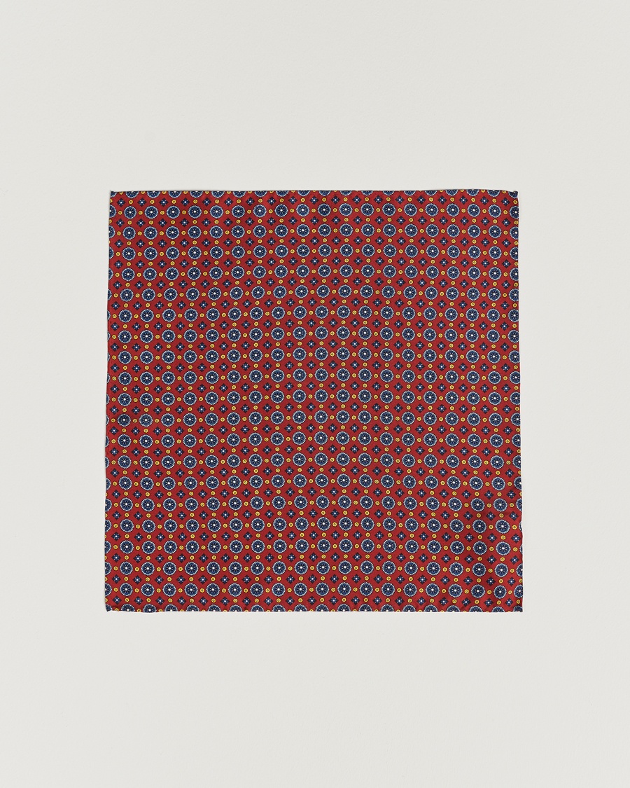 Amanda Christensen Medallion Silk Pocket Square Wine Red – Rood