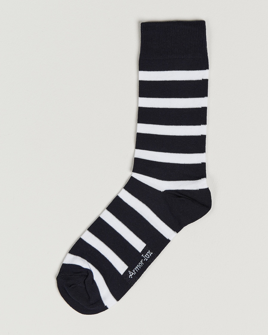 Heren | Basics | Armor-lux | Loer Stripe Sock Rich Navy/White