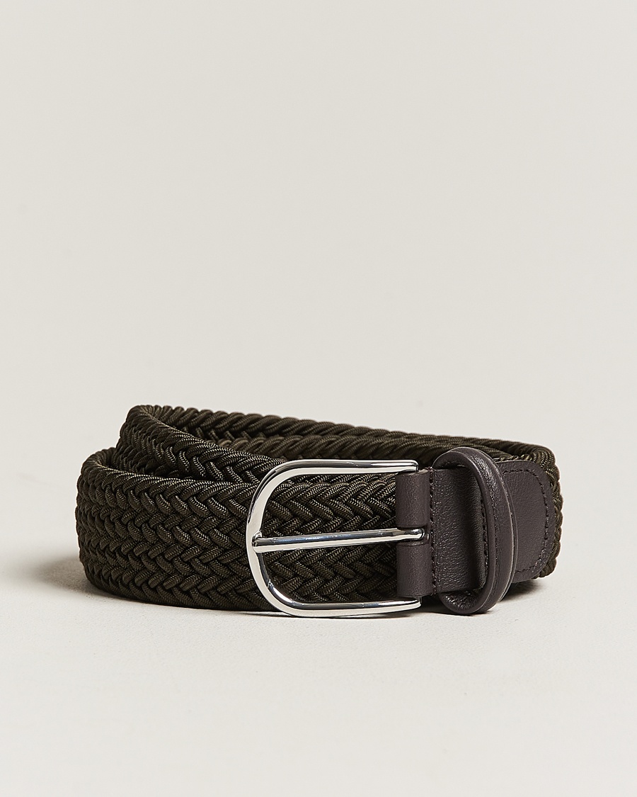 Anderson's Stretch Woven 3,5 cm Belt Green – Groen