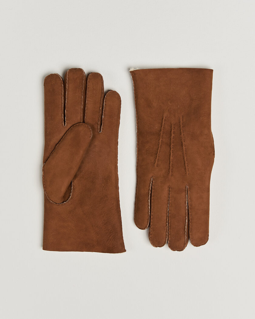 Hestra Lambskin Suede Handsewn Glove Congac – Bruin