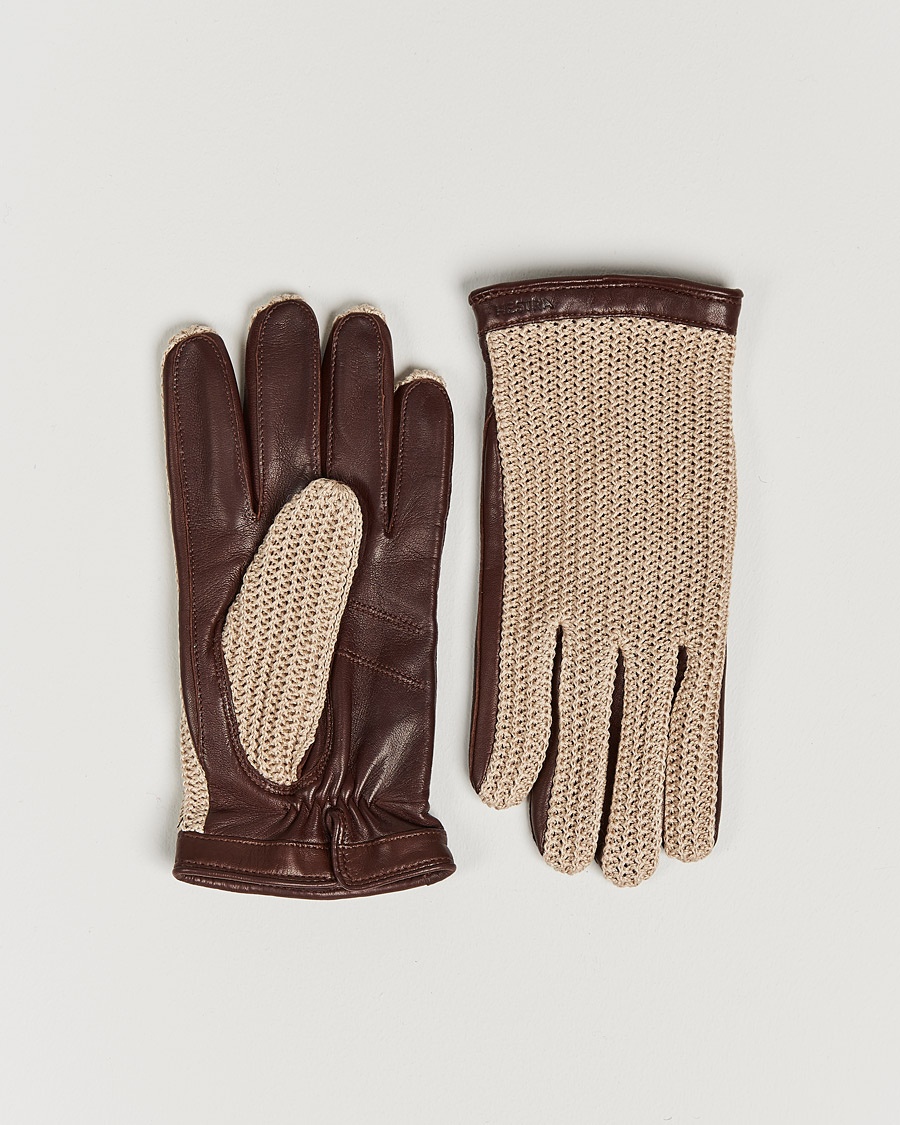Heren | Onder de 100 | Hestra | Adam Crochet Wool Lined Glove Chestnut/Beige
