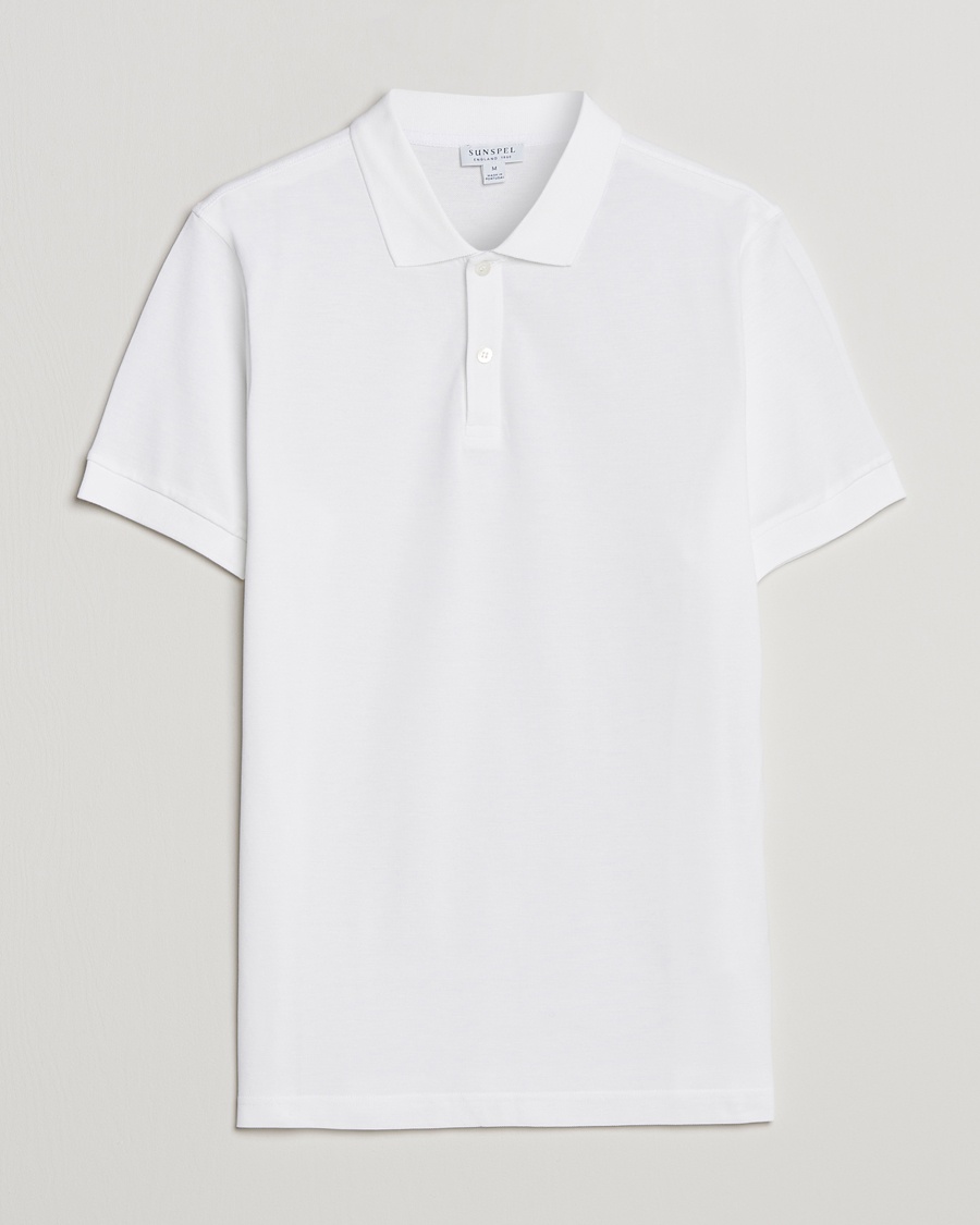 Sunspel Short Sleeve Pique Polo White – Wit