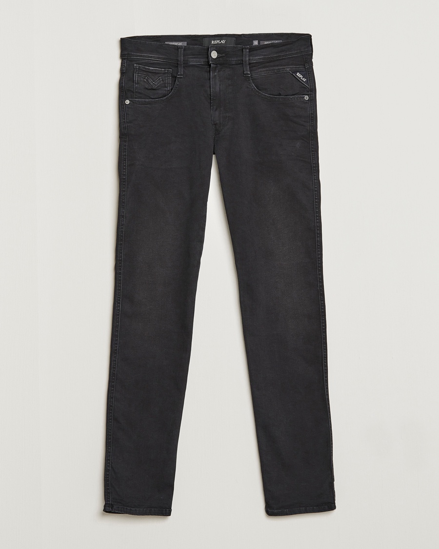 Replay Anbass Hyperflex Re-Used Jeans Washed Black – Grijs