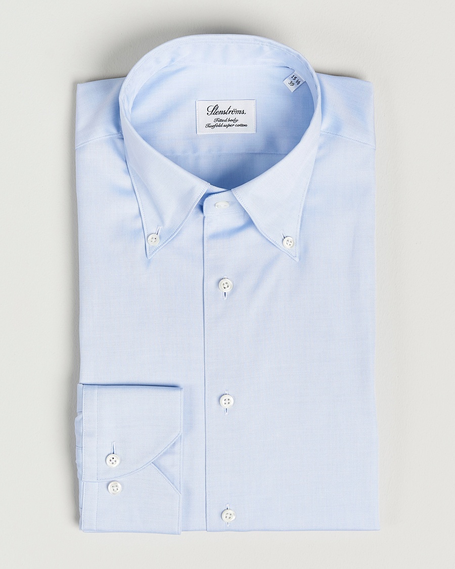  Fitted Body Button Down Shirt Light Blue