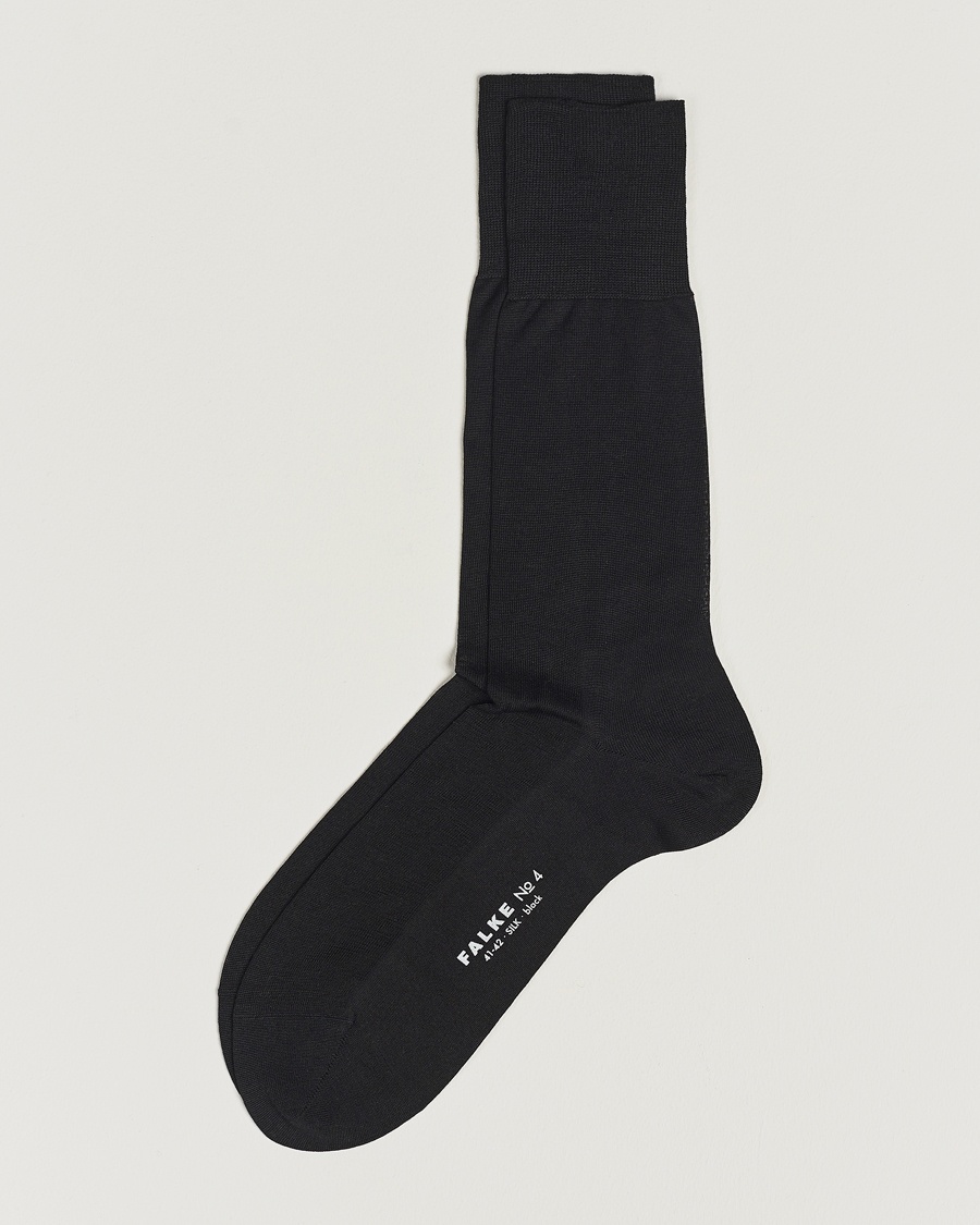 Heren | | Falke | No. 4 Pure Silk Socks Black