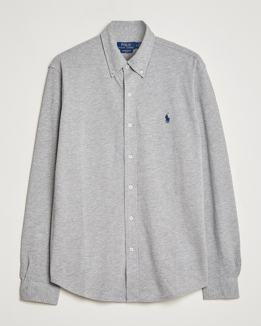 Polo Ralph Lauren Slim Fit Featherweight Mesh Shirt Andover Heather – Grijs