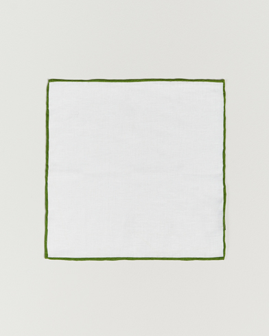 Heren | Amanda Christensen | Amanda Christensen | Linen Paspoal Pocket Square White/Green
