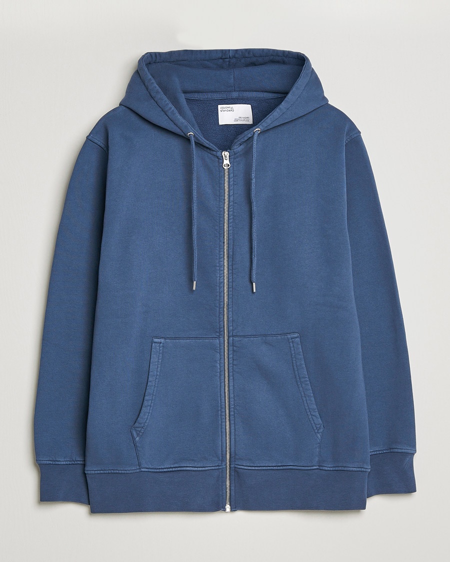 Heren | Basics | Colorful Standard | Classic Organic Full Zip Hood Petrol Blue
