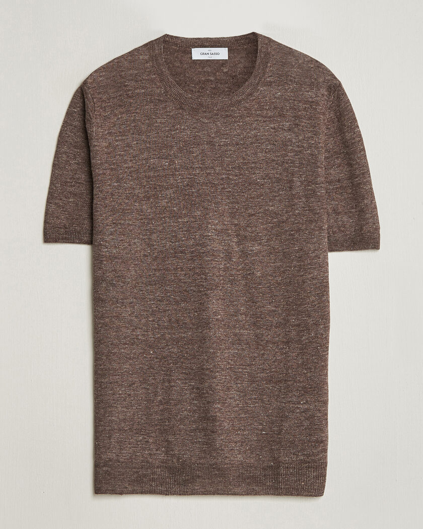 Gran Sasso Crew Neck Linen Tee Light Brown – Bruin
