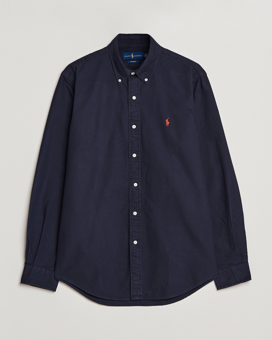 Polo Ralph Lauren Custom Fit Garment Dyed Oxford Shirt Navy – Blauw