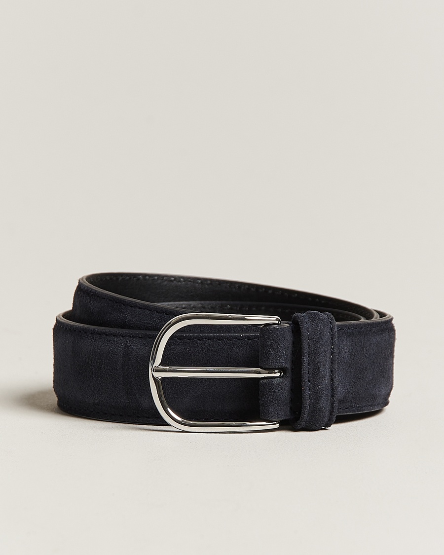 Anderson's Suede 3,5 cm Belt Navy – Blauw