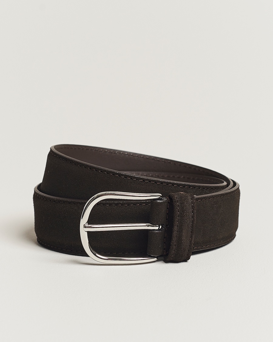 Anderson's Suede 3,5 cm Belt Dark Brown – Bruin
