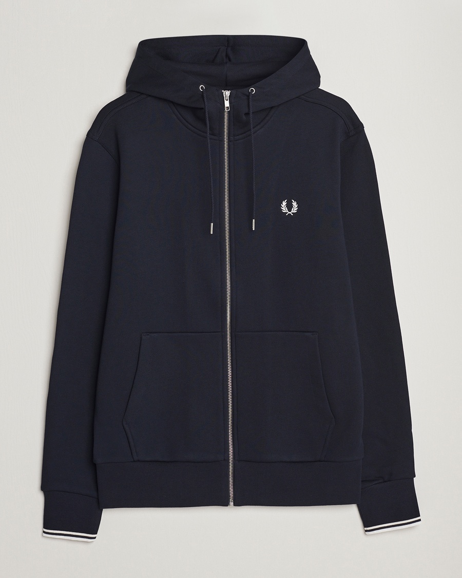 Fred Perry Full Zip Hooded Sweatshirt Navy – Blauw