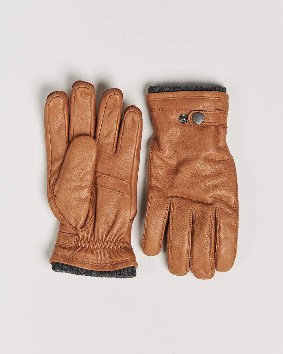 Hestra Utsjö Fleece Lined Buckle Elkskin Glove Cognac – Bruin