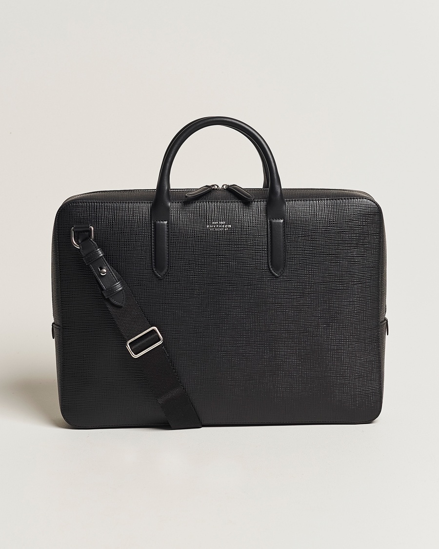 Smythson Panama Lightweight Briefcase Black – Zwart