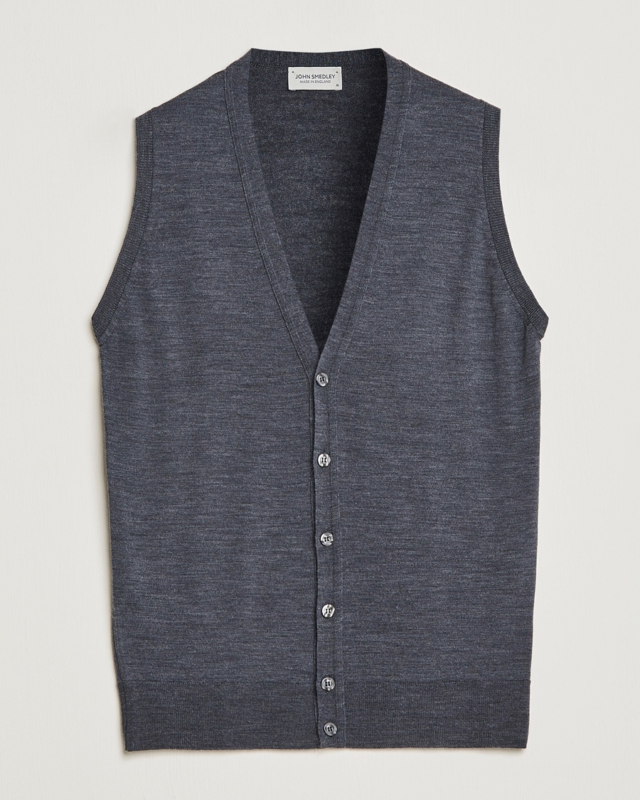 John Smedley Huntswood Slim Fit Waistcoat Charcoal – Grijs
