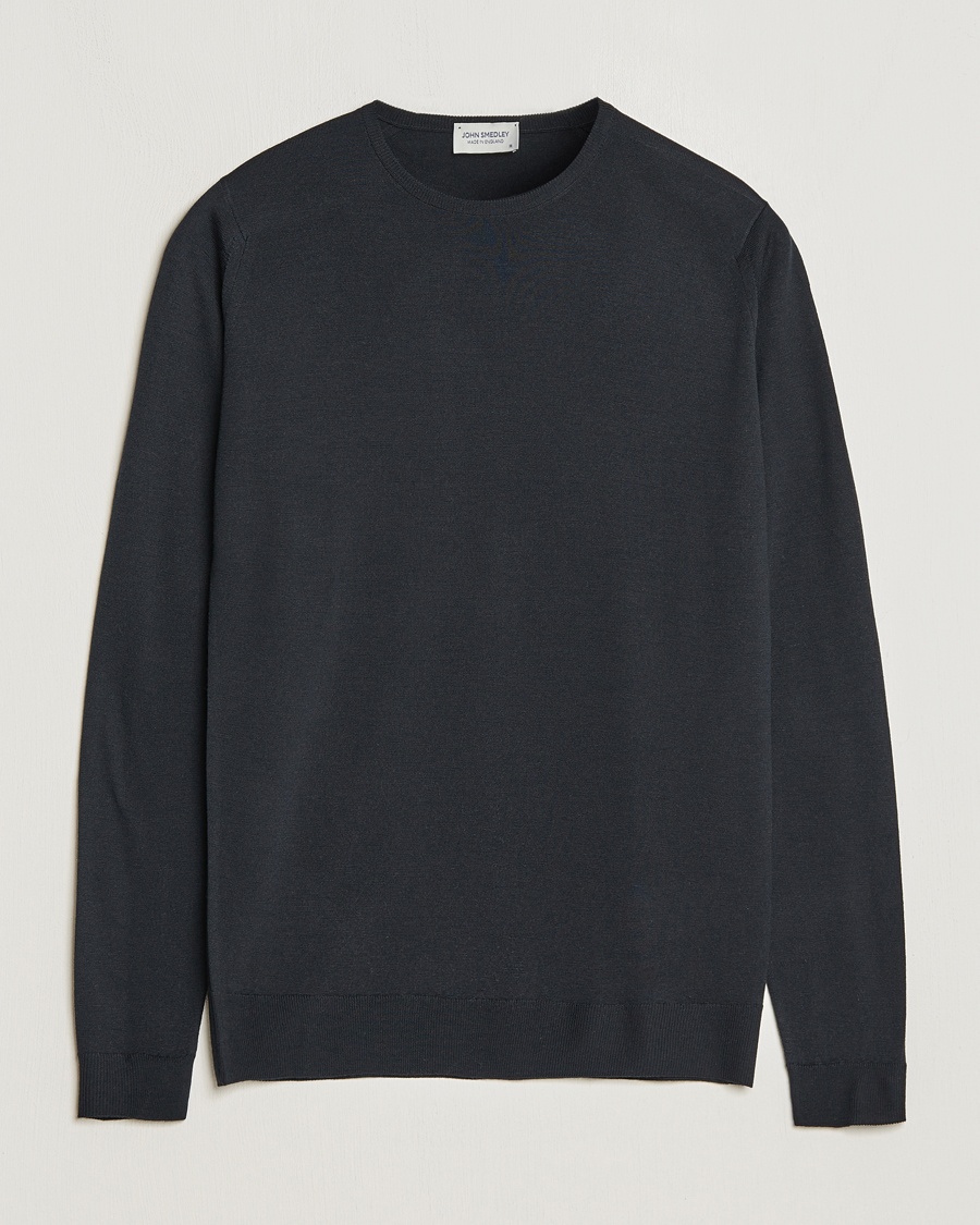 John Smedley Lundy Extra Fine Merino Crew Neck Black – Zwart