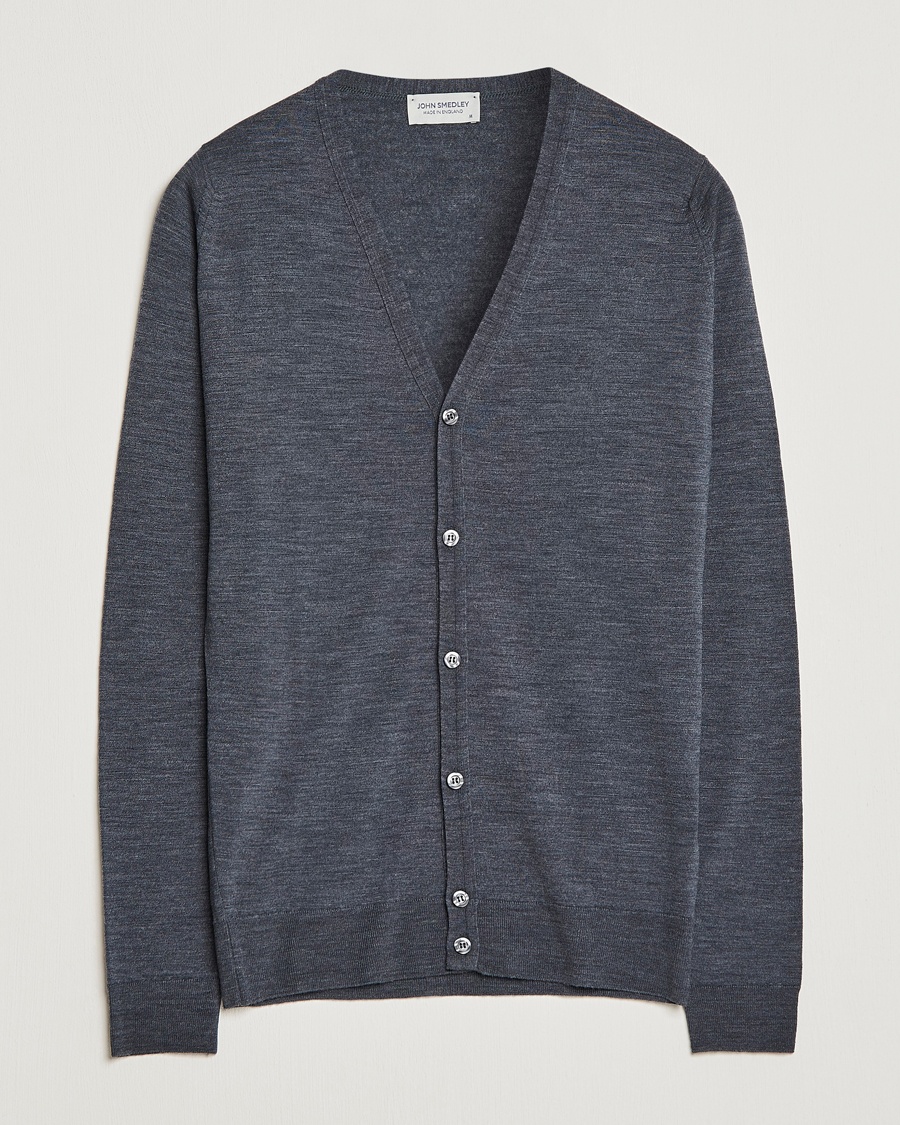 Heren | Cardigans | John Smedley | Petworth Extra Fine Merino Cardigan Charcoal