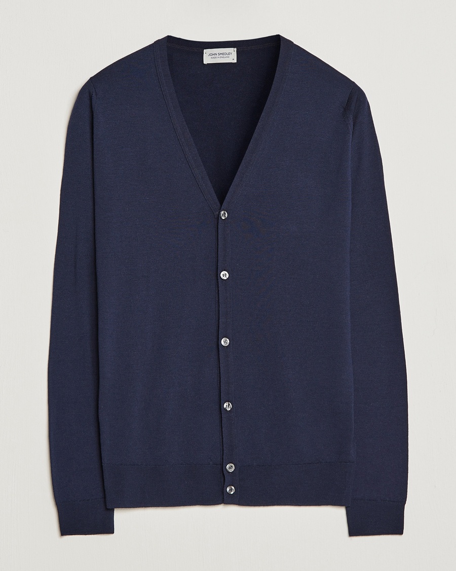 John Smedley Petworth Extra Fine Merino Cardigan Midnight – Blauw