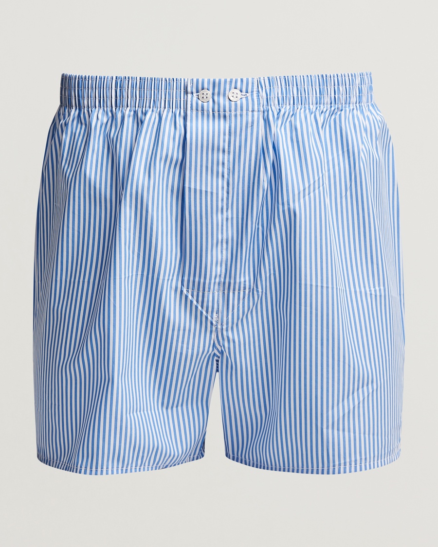 Derek Rose Classic Fit Cotton Boxer Shorts Blue Stripe – Blauw