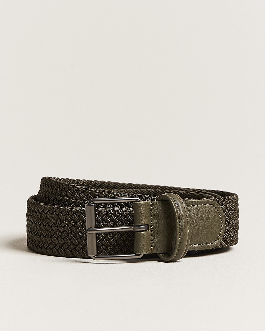 Anderson's Elastic Woven 3 cm Belt Military Green – Groen