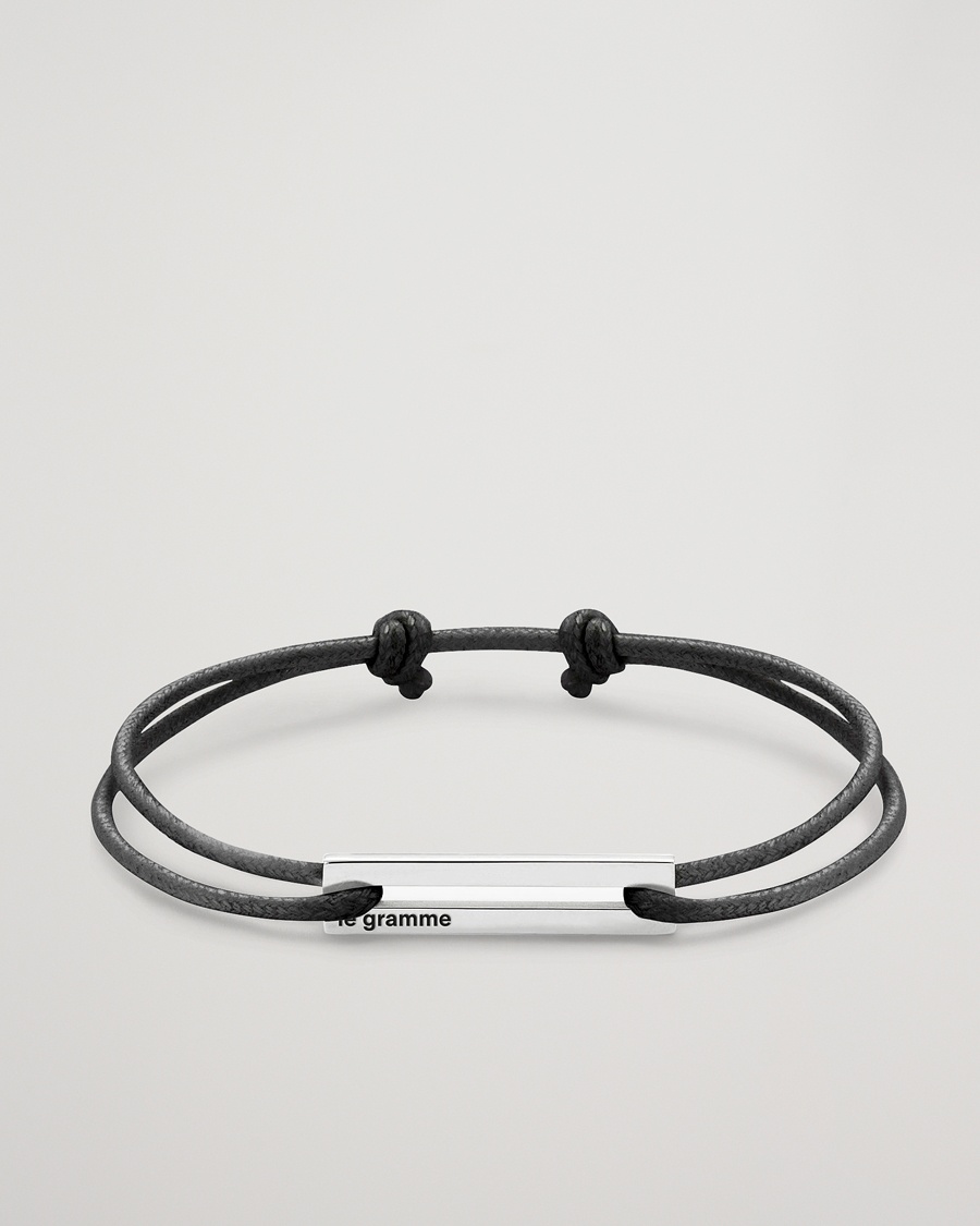 LE GRAMME Cord Bracelet Le 17/10 Black/Sterling Silver – Zwart