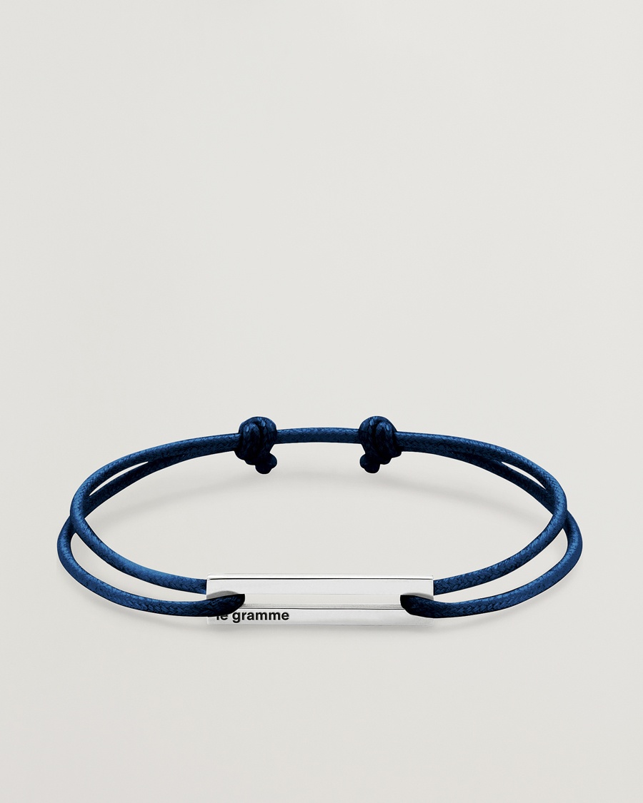 LE GRAMME Cord Bracelet Le 17/10 Navy/Sterling Silver – Blauw
