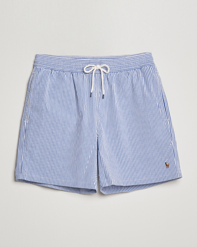 Heren | Polo Ralph Lauren | Polo Ralph Lauren | Recyceled Traveler Boxer Seersucker Swimshorts Blue/White