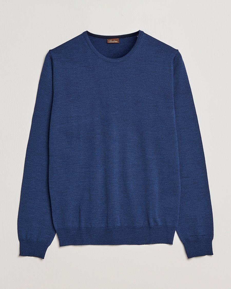 Heren | Personal Classics | Stenströms | Merino Crew Neck Blue
