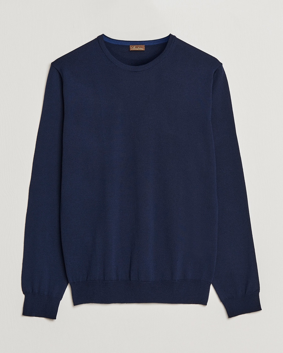 Heren | Personal Classics | Stenströms | Merino Crew Neck Navy