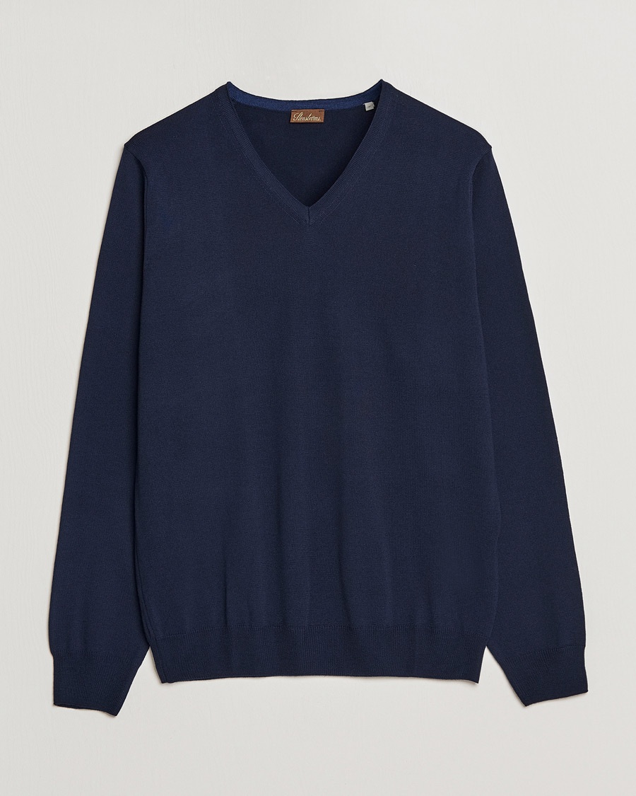 Stenströms Merino V-Neck Navy – Blauw