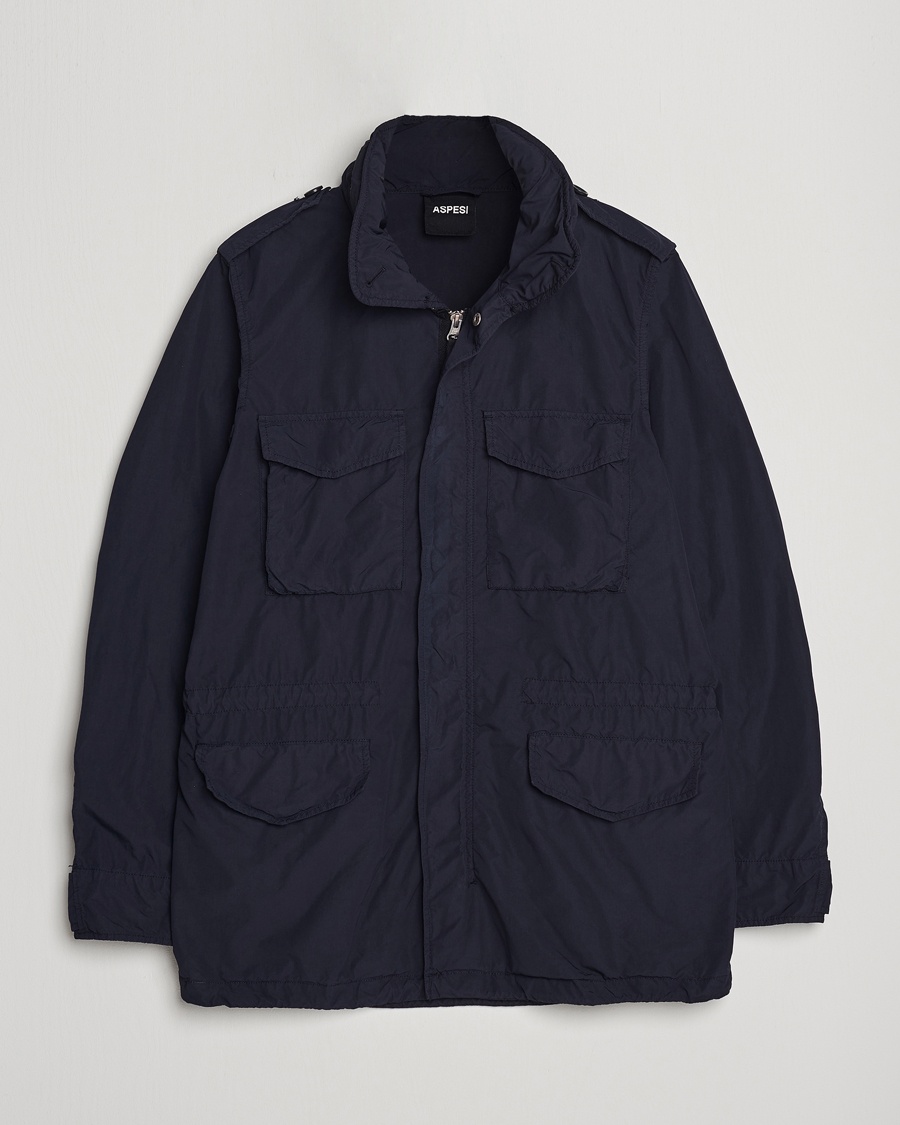 Aspesi Giubotto Garment Dyed Field Jacket Navy – Blauw