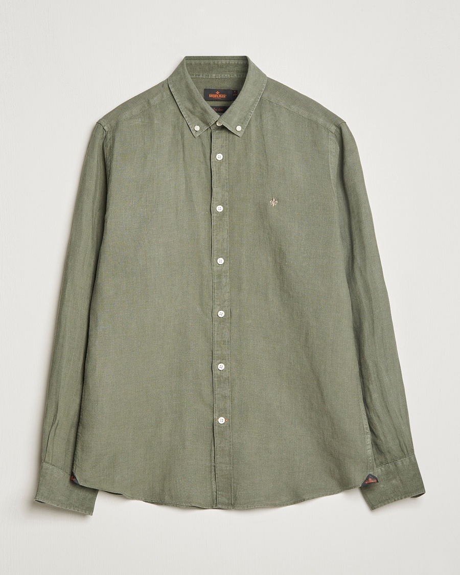 Morris Douglas Linen Button Down Shirt Olive – Groen