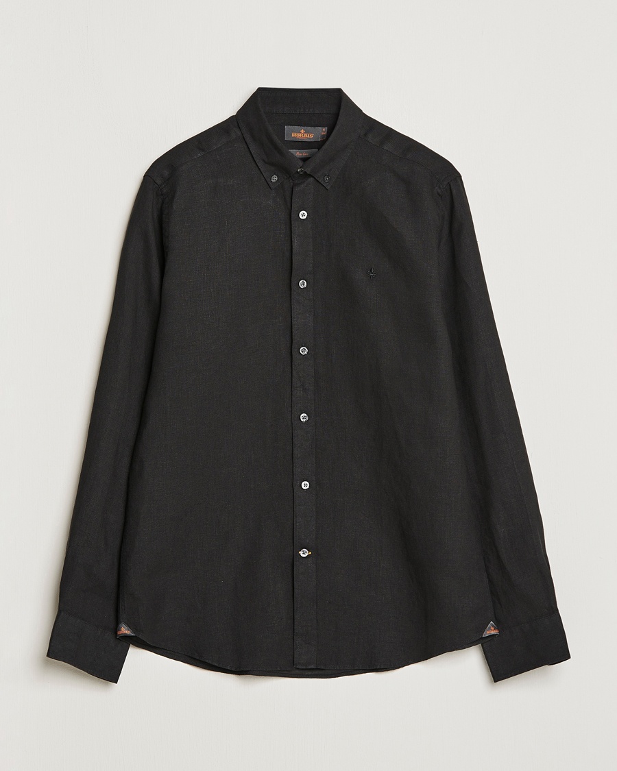 Morris Douglas Linen Button Down Shirt Black – Zwart
