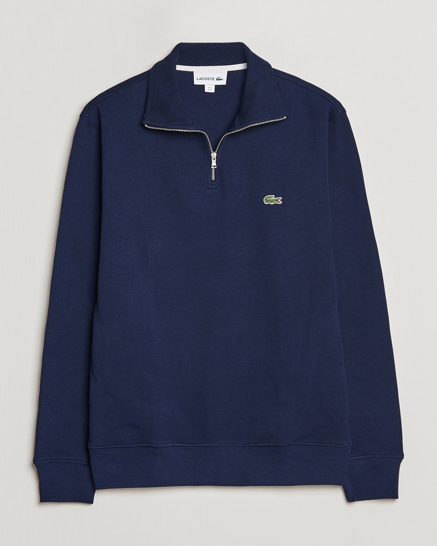 Lacoste Rib Interlock Half Zip Navy – Blauw