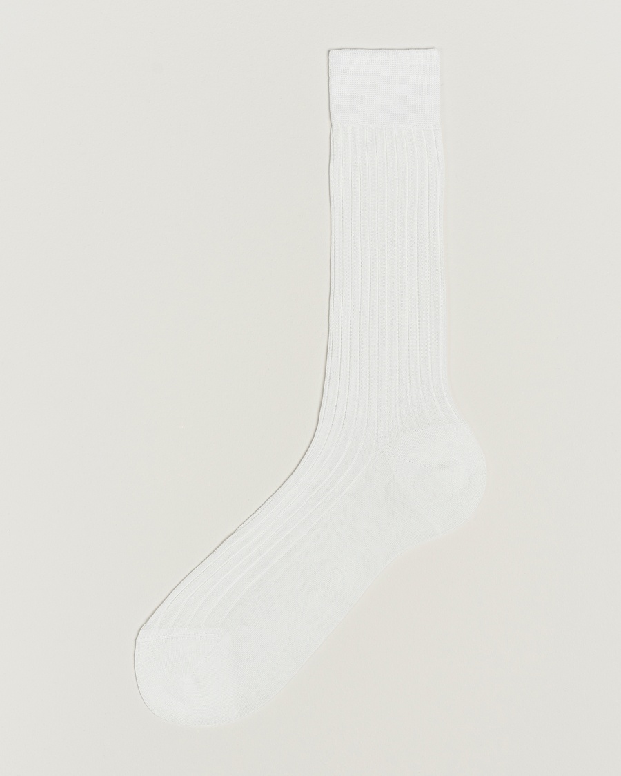 Bresciani Cotton Ribbed Short Socks White – Wit