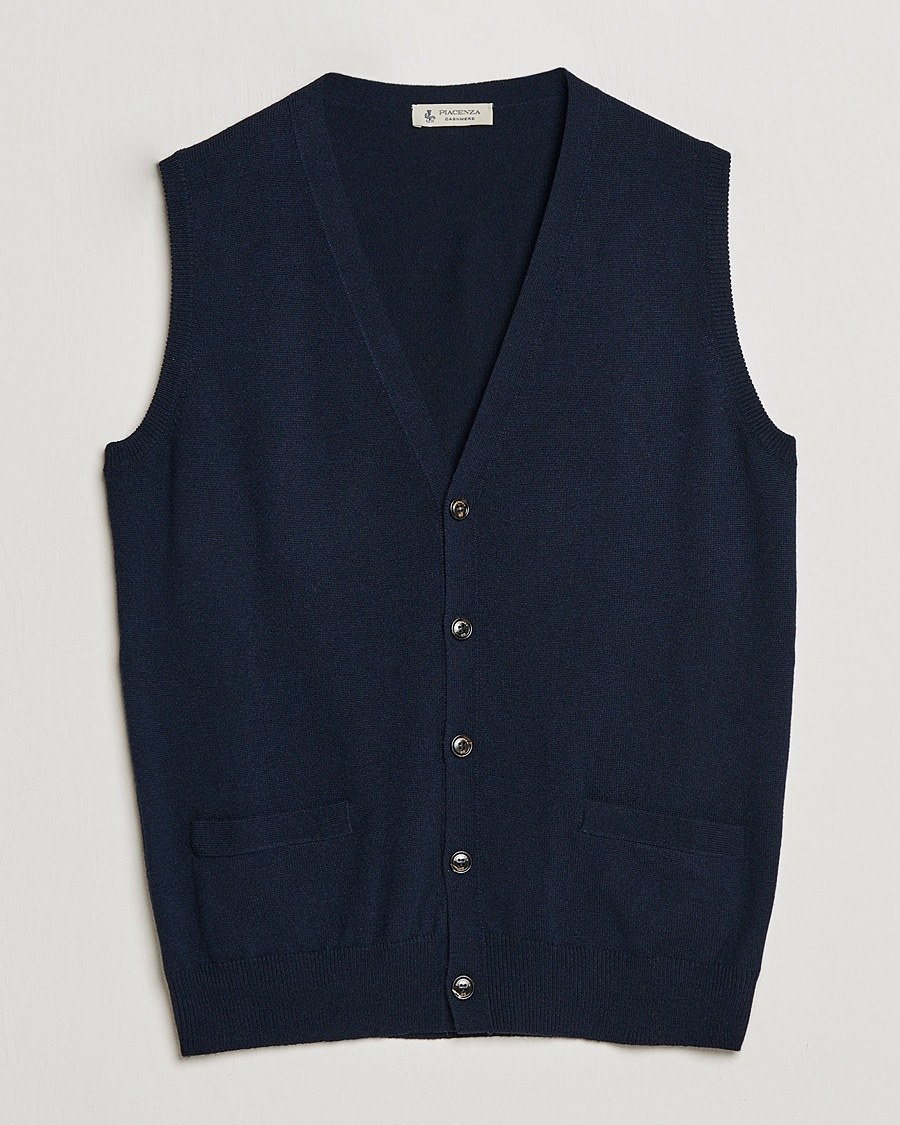 Piacenza Cashmere Cashmere Sleeveless Cardigan Navy – Blauw