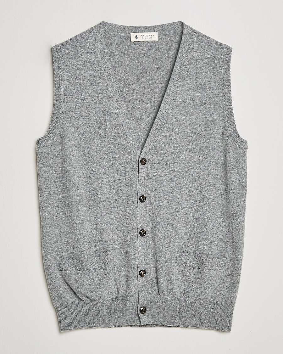 Piacenza Cashmere Cashmere Sleeveless Cardigan Light Grey – Grijs