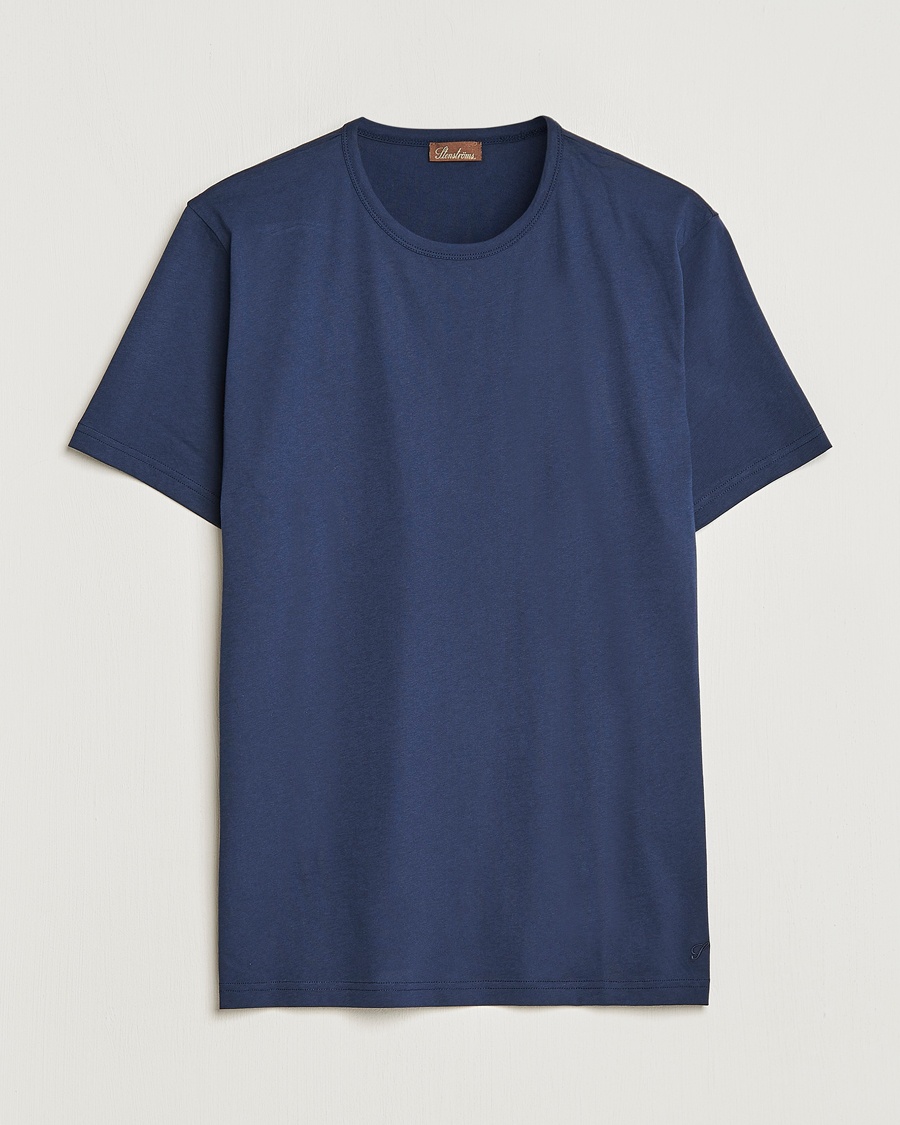 Stenströms Solid Cotton T-Shirt Navy – Blauw