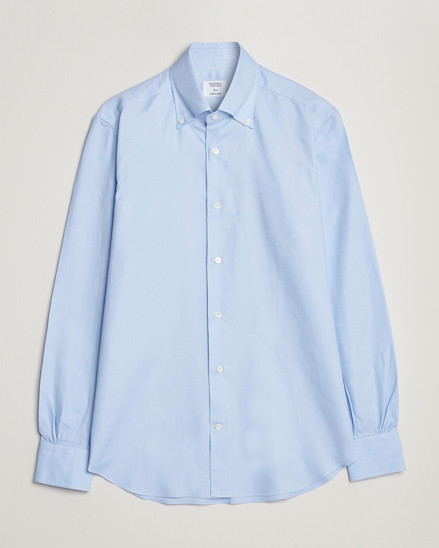 Mazzarelli Soft Oxford Button Down Shirt Light Blue – Blauw
