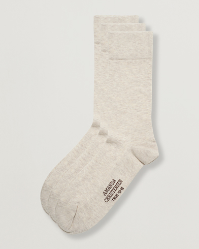 Heren | Amanda Christensen | Amanda Christensen | 3-Pack True Cotton Socks Sand Melange