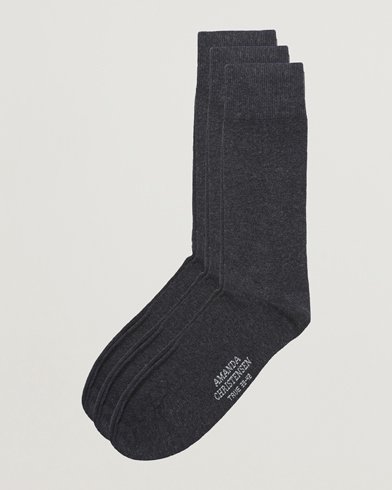 Heren | Amanda Christensen | Amanda Christensen | 3-Pack True Cotton Socks Antrachite Melange