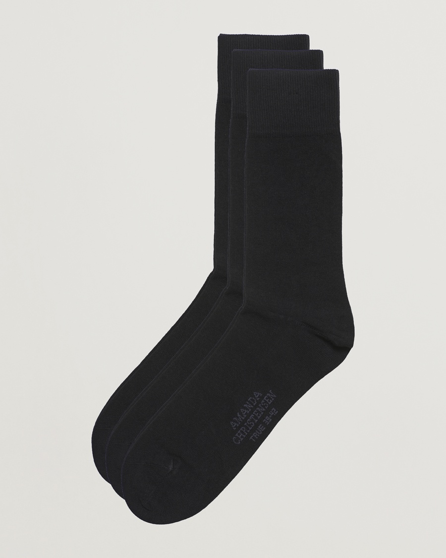 Amanda Christensen 3-Pack True Cotton Socks Black – Zwart