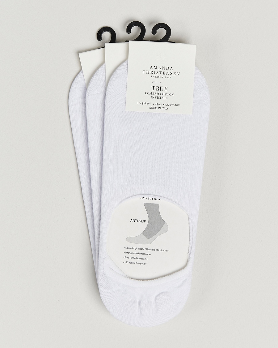 Amanda Christensen 3-Pack True Cotton Invisible Socks White – Wit