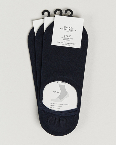 Heren | Amanda Christensen | Amanda Christensen | 3-Pack True Cotton Invisible Socks Dark Navy