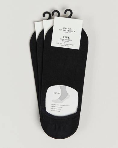 Heren | Amanda Christensen | Amanda Christensen | 3-Pack True Cotton Invisible Socks Black