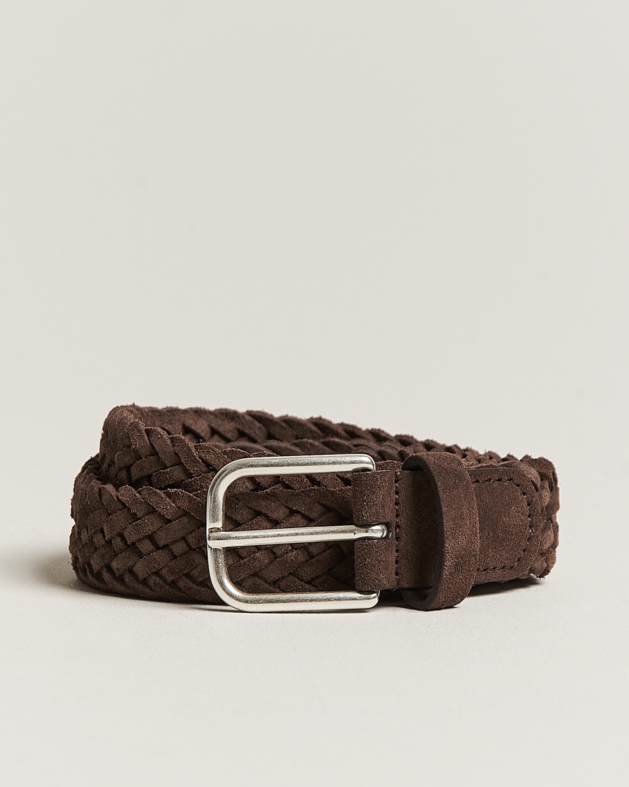  Woven Suede Belt 3 cm Dark Brown