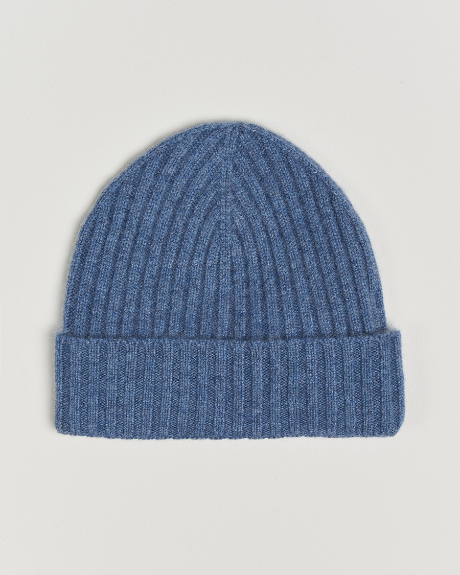 Amanda Christensen Amanda ChristensenRib Knitted Cashmere CapBlue Melange – Blauw