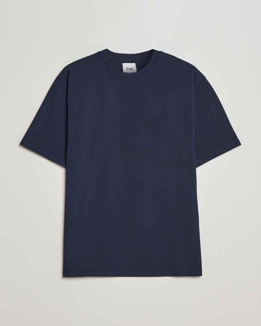 Drake's Short Sleeve Hiking T-Shirt Navy – Blauw